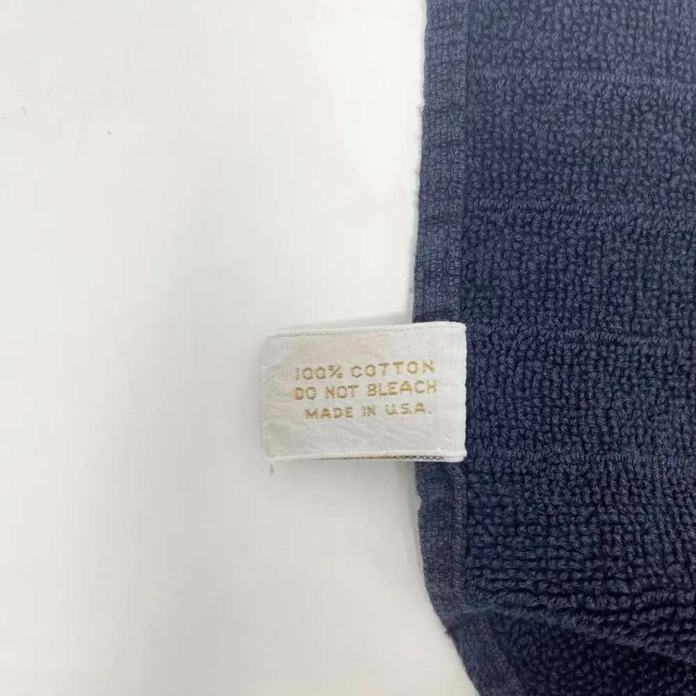 VTG YSL Yves Saint Laurent Fieldcrest Hand Towel Set of 3 Navy Gold Stripe Mono‎